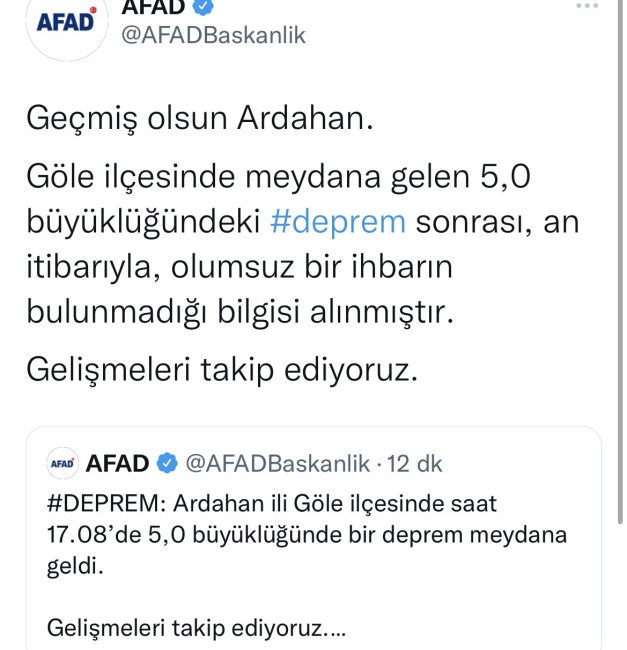 Ardahan’da 5 büyüklüğünde deprem meydana geldi Ardahan'ın Göle ilçesinde 5 büyüklüğünde bir deprem meydana geldi.