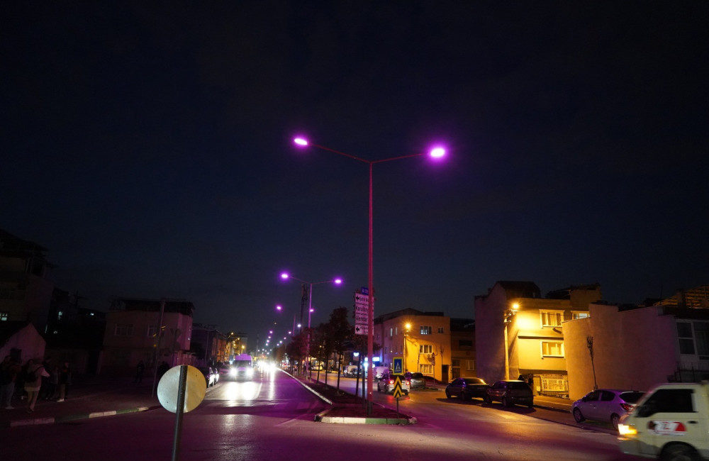 Bursa’da sokak lambaları farkındalık için pembe yandı Bursa'da meme kanserine dikkat çekmek için sokak lambaları pembe yandı.