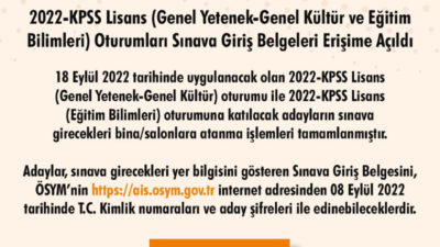 Ölçme, Seçme ve Yerleştirme Merkezi (ÖSYM) Başkanlığı'ndan yapılan açıklamaya göre