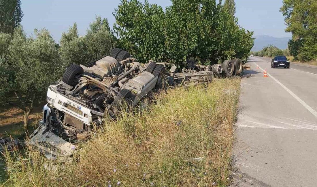 Saç yüklü tır takla attı BURSA'DA DİREKSİYON HAKİMİYETİNİ KAYBEDEN SAÇ YÜKLÜ TIR TAKLA ATTI. ZEYTİN
