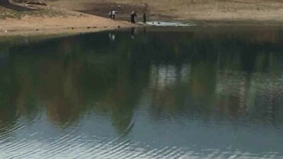 Bursa’nın İnegöl ilçesi Yeniceköy Göleti’nde elleriyle balık yakalamak isterken gölete