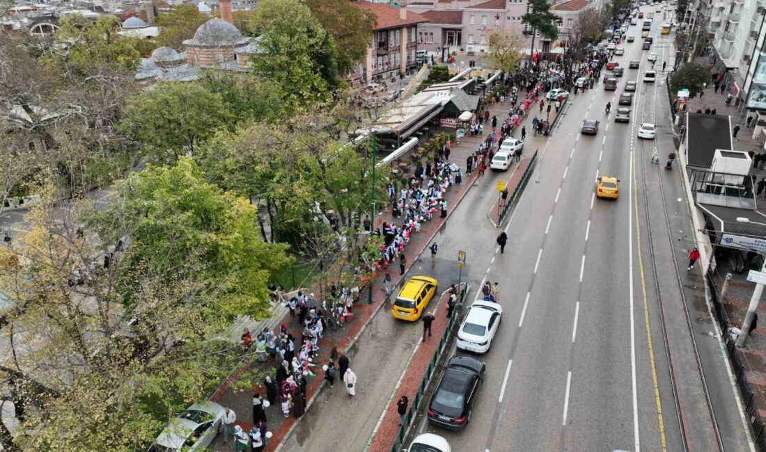 Bursa’nın çocukları Filistin için tek yürek BURSA BÜYÜKŞEHİR BELEDİYESİ’NİN KATKILARIYLA BURSA GÖNÜLLÜ KURULUŞLAR PLATFORMU TARAFINDAN DÜZENLENEN