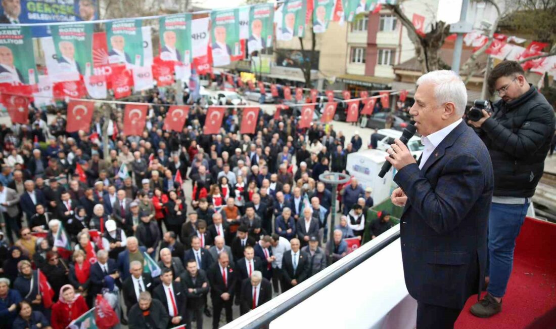 Bozbey’in Yenişehir Halk Buluşması mitinge dönüştü BURSA BÜYÜKŞEHİR BELEDİYE BAŞKAN ADAYI MUSTAFA BOZBEY’İN YENİŞEHİR HEYKEL MEYDANI’NDAKİ