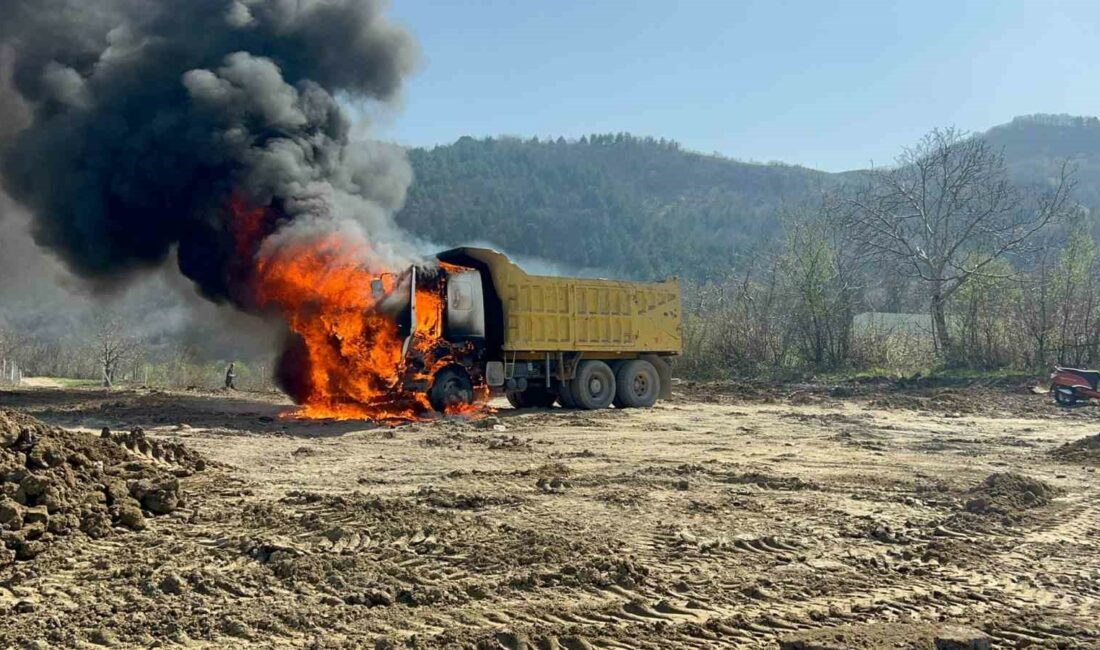 Seyir halindeki kamyon alev alev yandı BURSA'NIN İNEGÖL İLÇESİ CERRAH MAHALLESİNDEKİ BİR ALANA TOPRAK TAŞIYAN KAMYON,