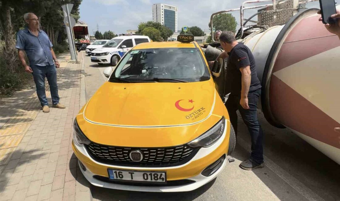 Bursa’da taksi sürücüsünden hayat kurtaran manevra Bursa’da ticari taksi şoförü, virajı alamayarak devrilen çimento kamyonunun altında