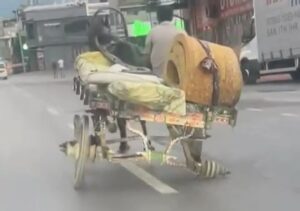 3 tekerli at arabası ile seyahat etti, trafiği tehlikeye attı BURSA'DA AT ARABALI ŞAHIS, TEKERİN KOPMASINI ALDIRIŞ ETMEDİ. 3 TEKER