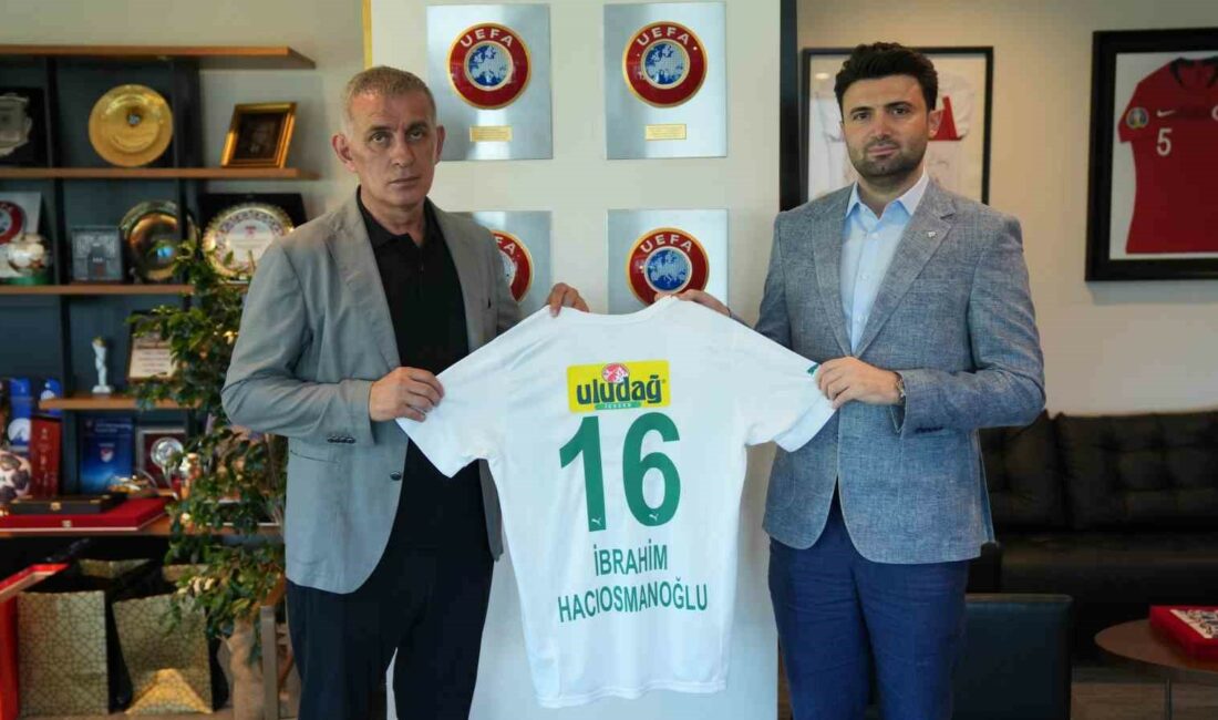 Bursaspor Başkanı Enes Çelik, TFF Başkanı İbrahim Hacıosmanoğlu’nu ziyaret etti BURSASPOR BAŞKANI ENES ÇELİK, TFF BAŞKANI İBRAHİM HACIOSMANOĞLU'NA 16 NUMARALI