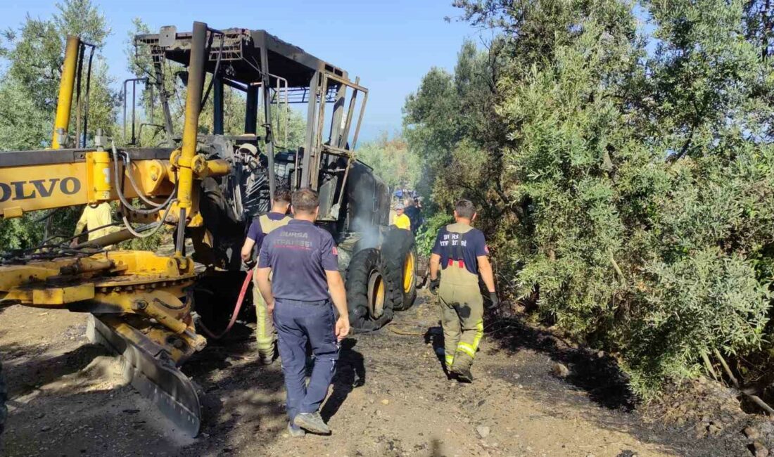 ORMAN BÖLGE MÜDÜRLÜĞÜNE AİT BİR İŞ MAKİNESİ ALEV ALEV YANDI