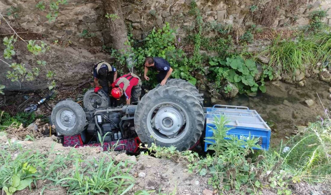 Kontrolden çıkan traktör dere yatağına uçtu BURSA'NIN ORHANGAZİ İLÇESİNDE GERİ MANEVRA YAPARKEN KONTROLDEN ÇIKAN BİR TRAKTÖR