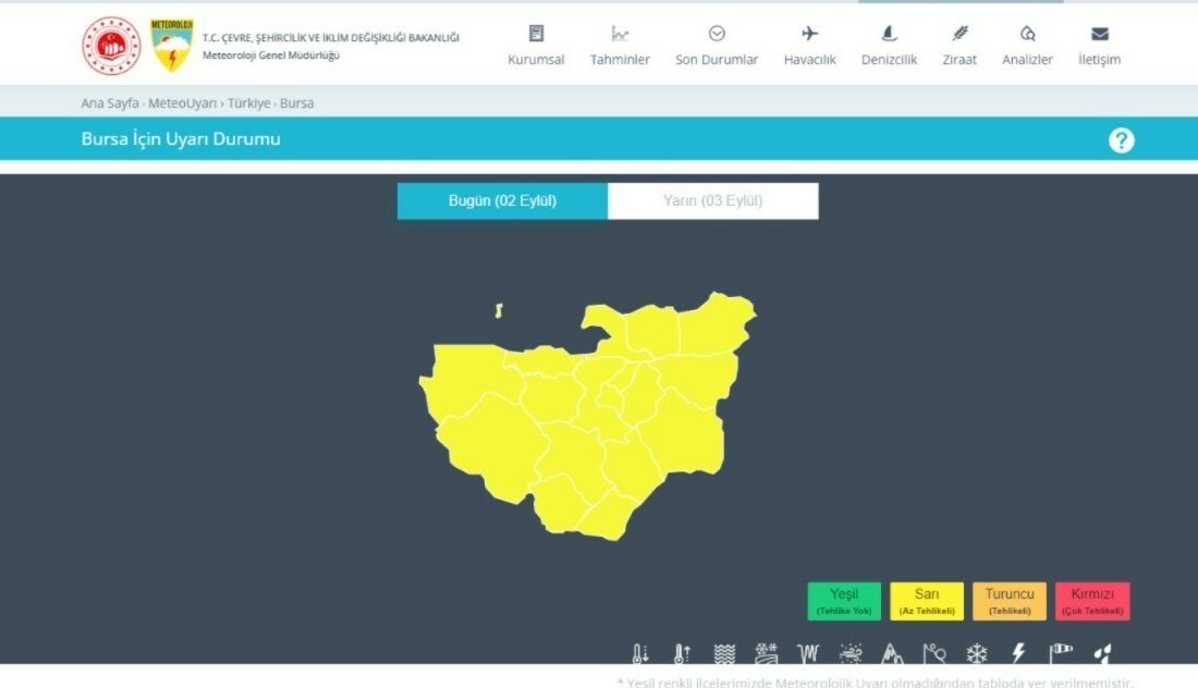 Meteorolojiden Bursa için son dakika uyarısı BURSA İÇİN SON DAKİKA UYARISI