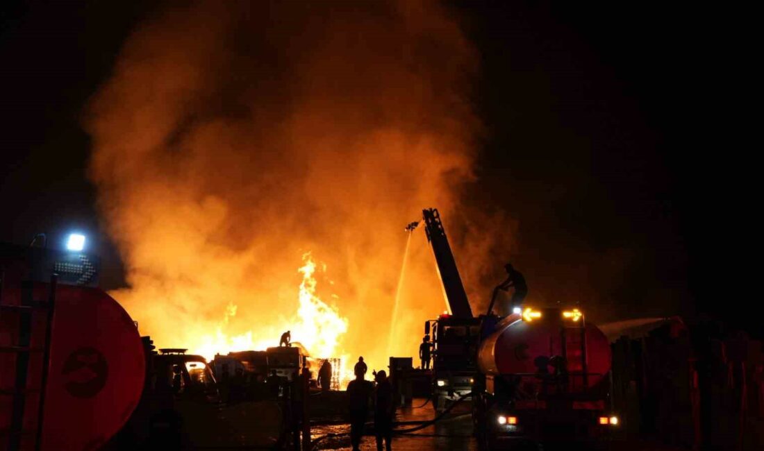 BURSA’DA PALET FABRİKASINDA ÇIKAN YANGINA MÜDAHALE SÜRÜYOR