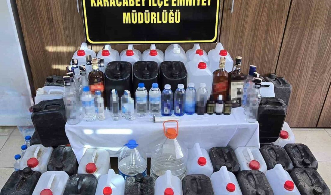 BURSA'NIN KARACABEY İLÇESİNDE YAPILAN OPERASYONDA SAHTE VE KAÇAK ALKOL ELE