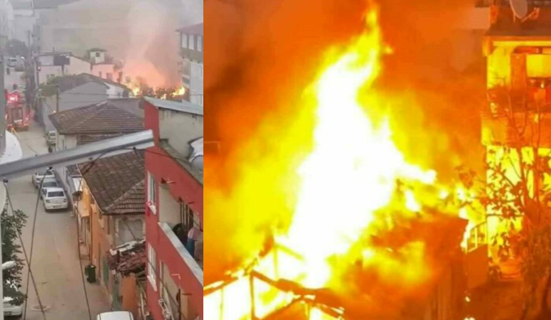 Bursa’da tek katlı bir evin mutfak kısmında çıkan yangın, evi