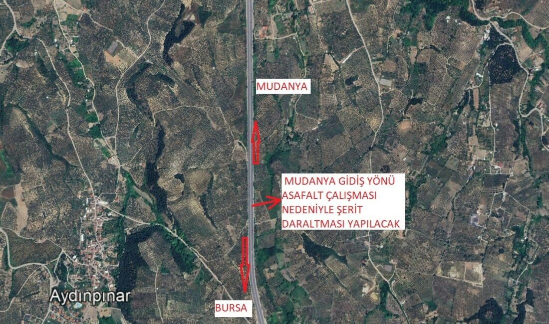 Mudanya karayolundaki göçükler düzeltilecek BURSA BÜYÜKŞEHİR BELEDİYESİ, ASFALTLAMA ÇALIŞMALARI SEBEBİYLE 13 KASIM 2024 ÇARŞAMBA