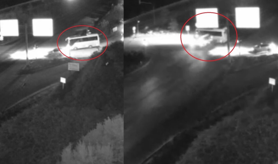 İki servis aracının karıştığı kaza kamerada… 20 işçi yaralandı Bursa’nın Orhangazi ilçesinde gece yarısı meydana gelen ve iki işçi