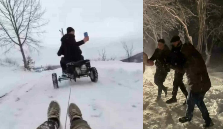 Kış turizminin kalbi olan Uludağ’da kar yağışının ardından vatandaşlar eğlence