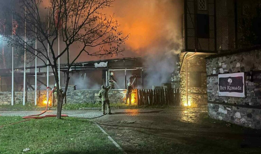 Bursa’da 2 katlı otelin çatısında çıkan yangın, itfaiye ekiplerinin 1