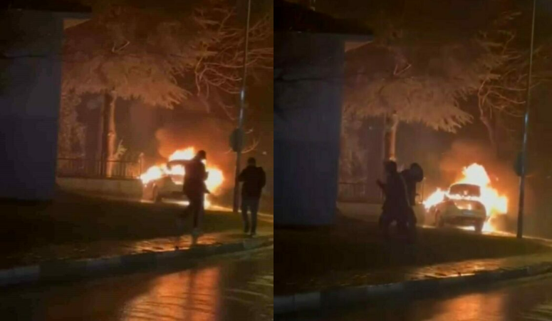 Sitenin duvarına çarpan otomobil alev alev yandı Bursa’da seyir halindeki otomobil, kontrolden çıkınca bir sitenin koruma duvarına