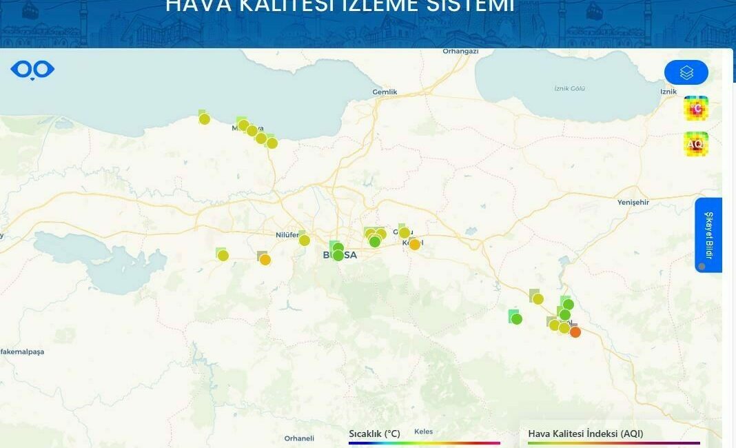 Bursa’nın hava kalitesi anlık takip edilebiliyor Bursa’da hava kirliliğini ve çevresel gürültüyü azaltarak halkın yaşam kalitesini