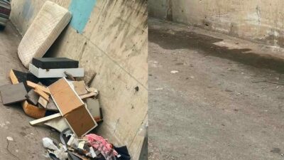 Bursa’nın Nilüfer ilçesinde sokağa atılan kullanılmaz durumdaki eşyalar, Nilüfer Belediyesi