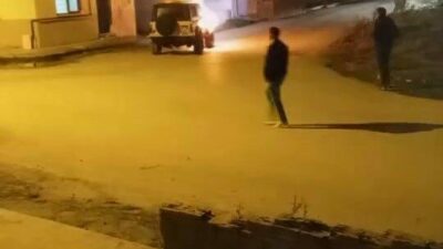 Bursa’nın Karacabey ilçesinde lüks cip alev alev yandı. O anlar