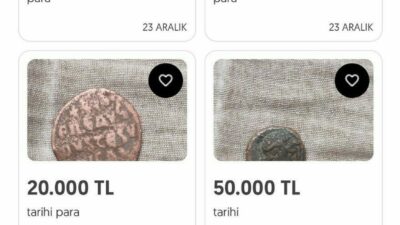 Bursa’nın İznik ilçesinden çıkarıldığı düşünülen 2000 yıllık sikkeler, internet üzerinden