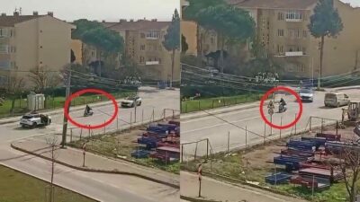 Bursa’nın Yenişehir ilçesinde polisten kaçan ehliyetsiz motosiklet sürücüsü, belediye çukurunda