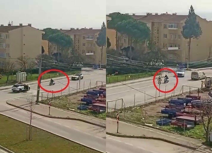Polis ile ehliyetsiz gencin kovalamacası kamerada… Bursa’nın Yenişehir ilçesinde polisten kaçan ehliyetsiz motosiklet sürücüsü, belediye çukurunda