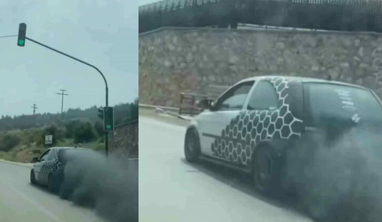 Bursa’da, Kestel yolunda seyir halindeki bir araçtan çıkan yoğun egzoz