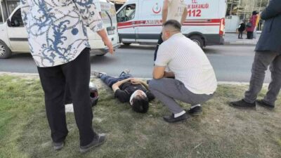 Bursa’nın İnegöl ilçesinde meydana gelen kazada kontrolden çıkan motosiklet devrildi;