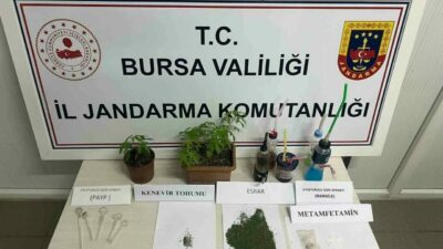 Bursa’nın İnegöl ilçesinde jandarma komutanlığı ekipleri bağ evinde uyuşturucu partisi