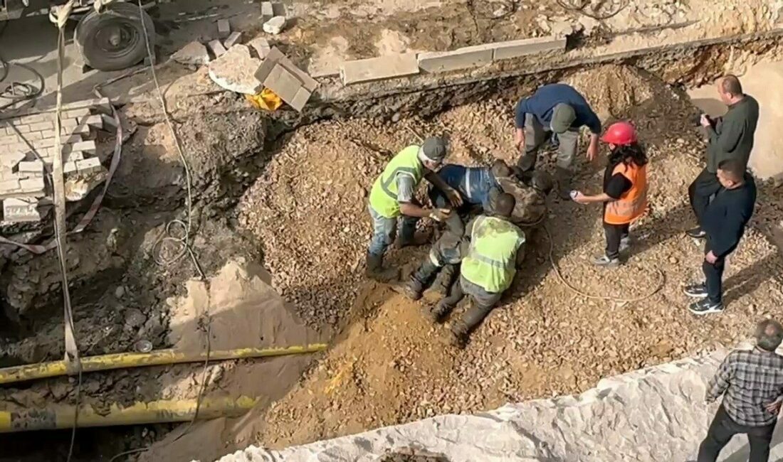 Bursa’nın İnegöl ilçesinde altyapı çalışmaları sırasında göçük sonucu toprak altında