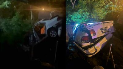 Bursa’da direksiyon hakimiyetini kaybedip kontrolden çıkan sürücü bahçeye uçtu. Araçta