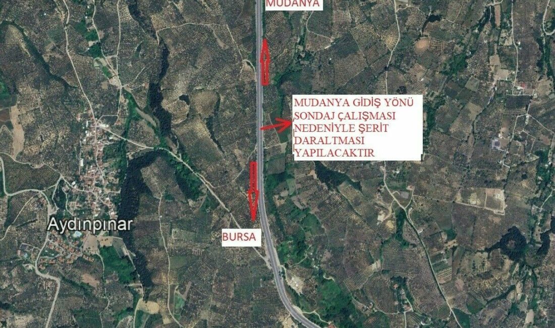 Bursa Büyükşehir Belediyesi, Bursa-Mudanya Karayolu Aydınpınar mevkiinde ve Mudanya gidiş