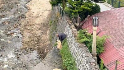 Bursa’nın Osmangazi ilçesinde derede mahsur kalan 2 Kangal cinsi köpek