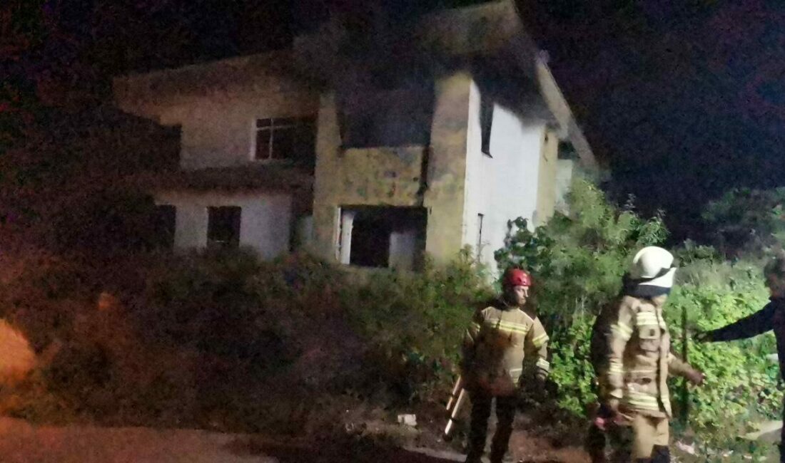 Mudanya’nın Mütareke Okul Sokak’ında bulunan iki katlı metruk bina alevlere