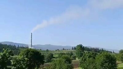 Orhaneli Termik Santrali’nin bacasından çıkan beyaz dumanların sosyal medyada paylaşılması