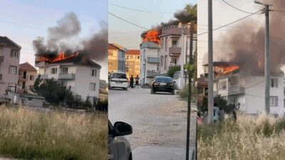 Bursa’nın İnegöl ilçesinde bir apartmanın çatısında çıkan yangında 1 kişi