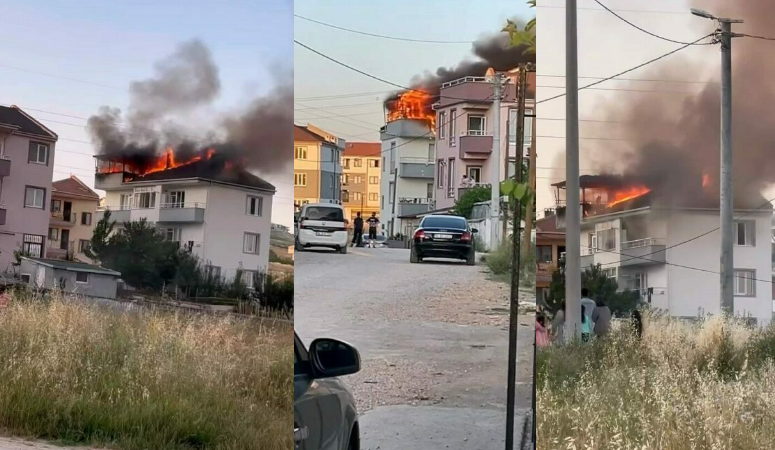 Bursa’nın İnegöl ilçesinde bir apartmanın çatısında çıkan yangında 1 kişi
