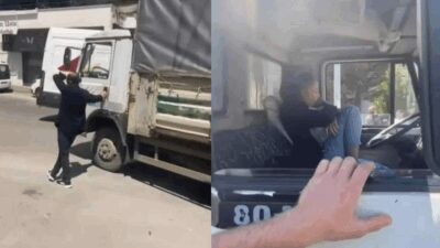 Bursa’nın merkez Osmangazi ilçesinde park halindeki bir kamyonu çalan kadın