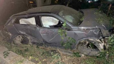 Bursa’nın Karacabey ilçesinde yaşanan trafik kazasında takla atan araç sürücüsü