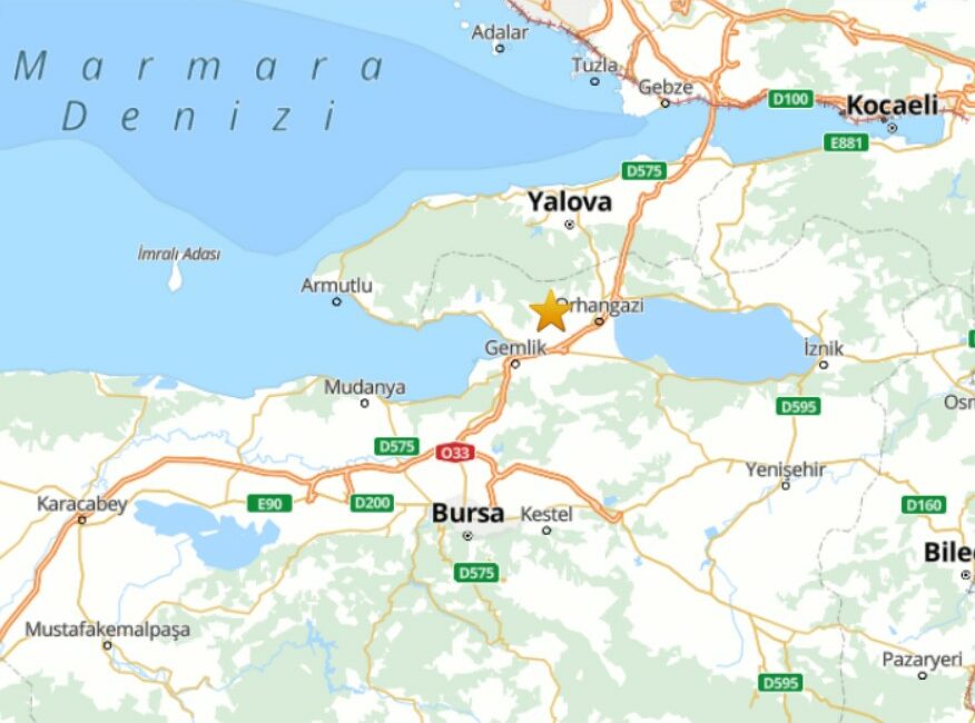 Bursa'nın Gemlik ilçesinde bir deprem daha oldu. Depremin büyüklüğü bu