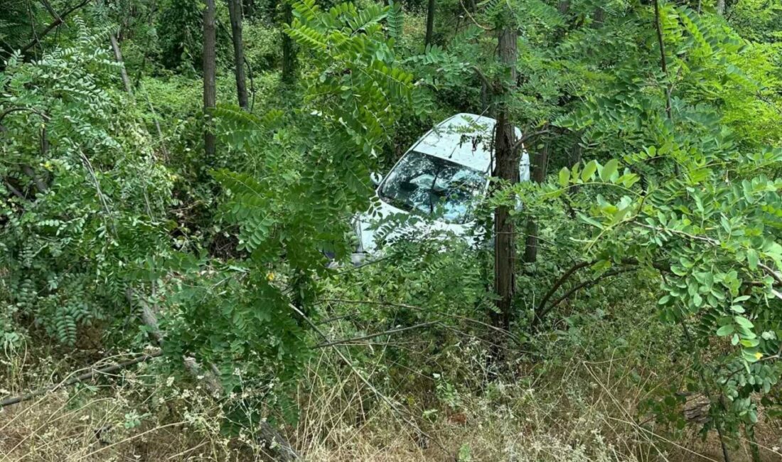 Bursa’nın Kestel ilçesinde meydana gelen kazada kontrolden çıkan otomobil şarampole