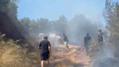 Bursa’nın Gemlik ilçesi Kurşunlu Mahallesi’nde dün öğle saatlerinde ormanlık alanda