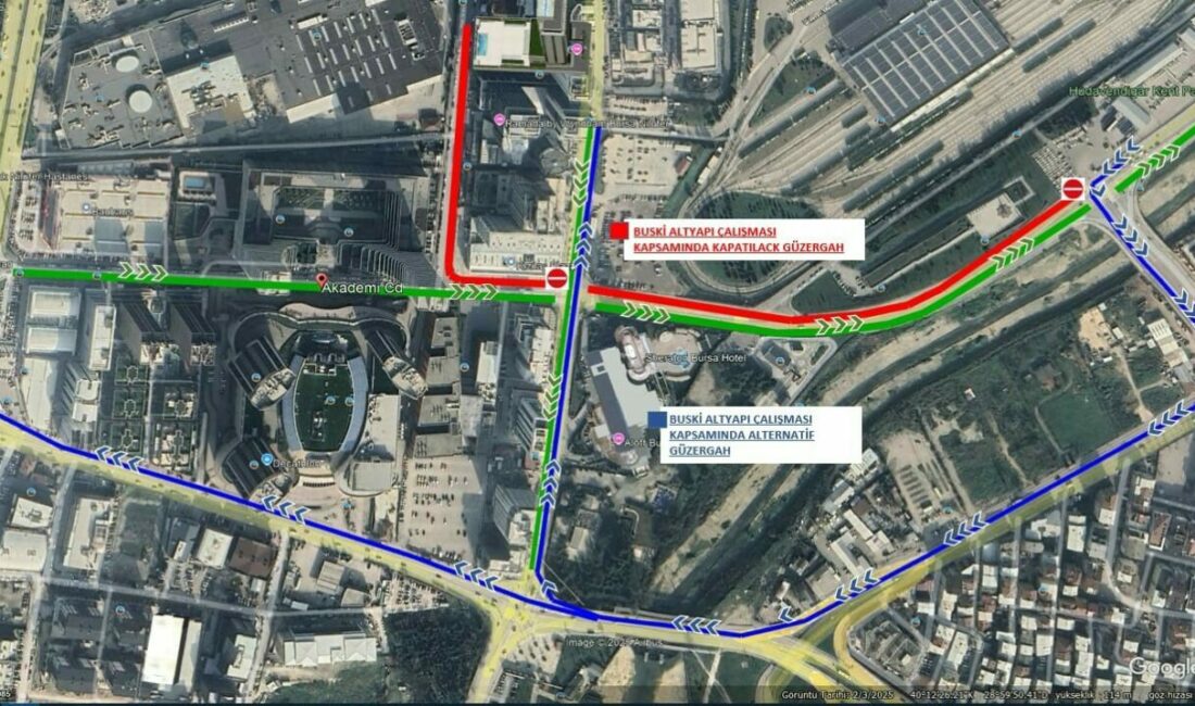 Bursa’da trafik düzenlemesi BUSKİ Genel Müdürlüğü, yapılacak çalışmalar çerçevesinde Akademi Caddesi’nin 18 Temmuz