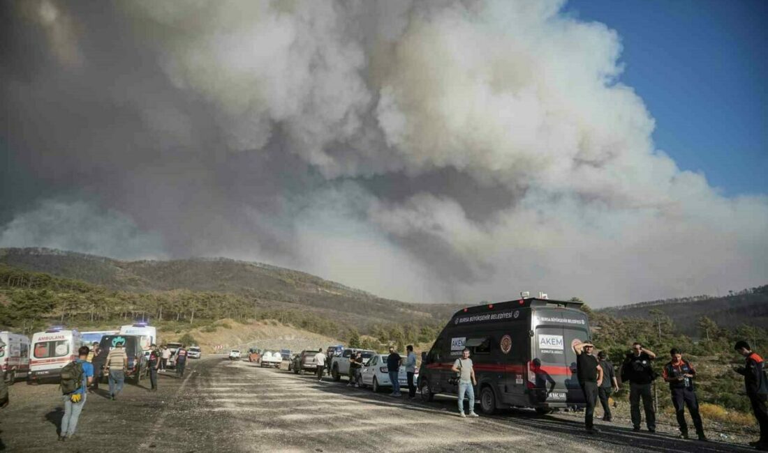 Bursa’nın dağ ilçeleri griye büründü Orhaneli-Harmancık ilçeleri arasında çıkan orman yangına ekiplerin müdahalesi sürüyor. Geniş