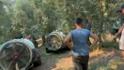 Bursa’nın İznik ilçesi Elbeyli Mahallesi’nde çıkan orman yangını, ekiplerin havadan