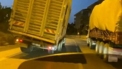 Bursa’nın İnegöl ilçesinde seyir halinde olan bir kamyonun yıkılmak üzere