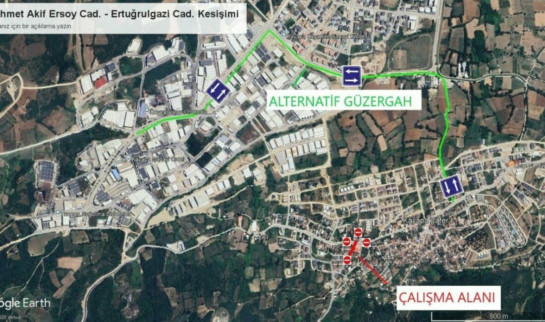 Bursa’da trafik düzenlemesi Nilüfer Kayapa’da su hattı çalışması nedeniyle Mehmet Akif Ersoy Caddesi