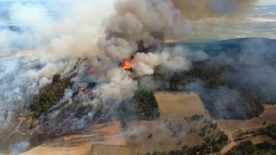Bursa’nın Yenişehir ilçesindeki ormanlık alandaki yangın, ekiplerin hummalı çalışmasıyla enerjisini